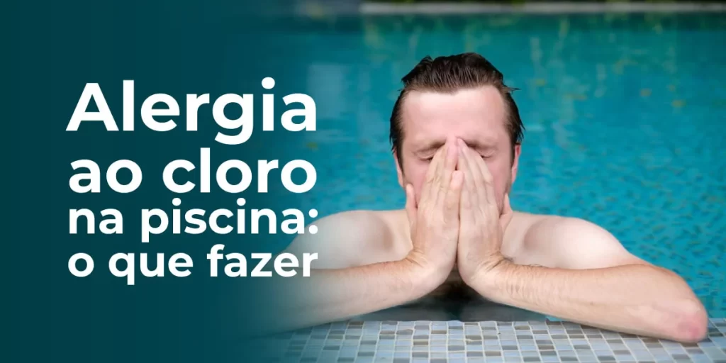 imagem de homem angustiado na piscina com alergia