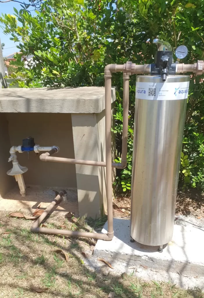 Filtro de Entrada Aquapura instalado na entrada de água da residência